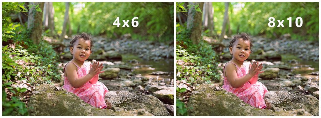 toddler girl in a creek aspect ration comparison