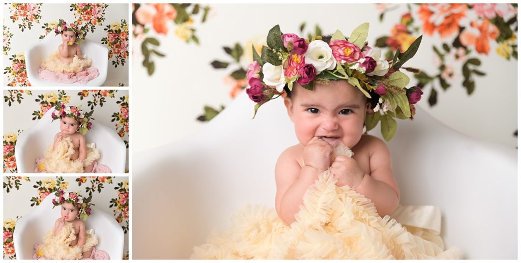 Flower crown on a six month baby girl session
