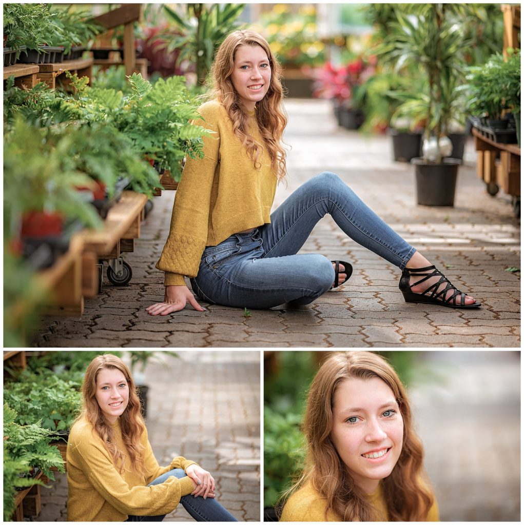 senior girl session with plants
