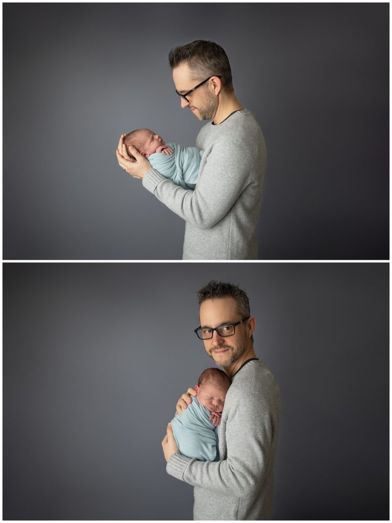 baby boy with dad newborn poses