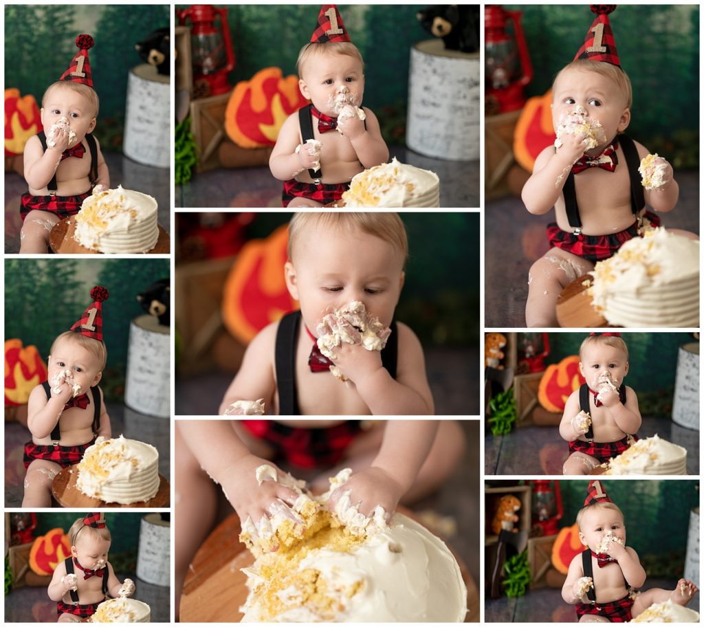 cake smash session with one year old boy