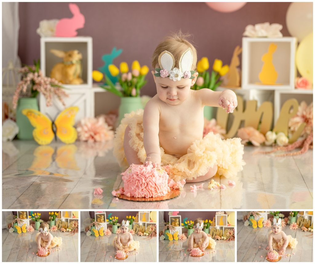 baby girl eating cake photography