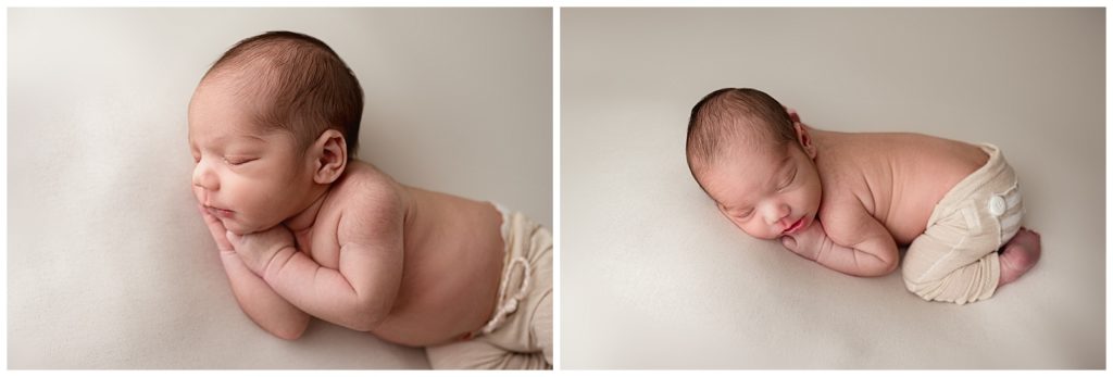 newborn boy photography on a cream background