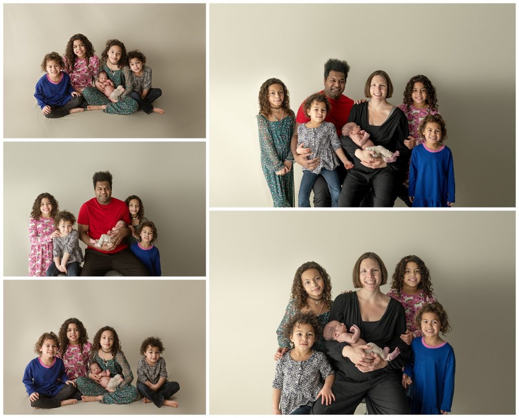 Newborn Family pictures with 5 kids