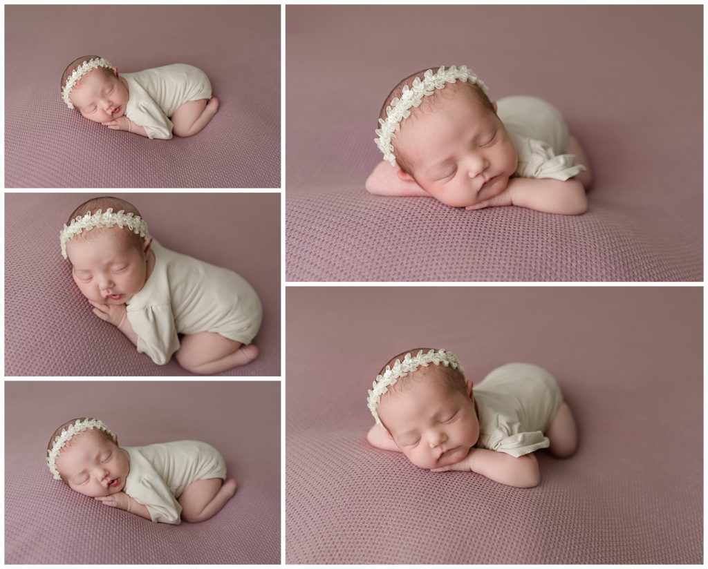 one week old little baby girl photography session