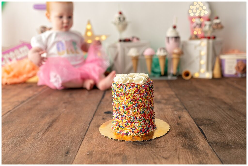sprinkle covered cake photo shoot 