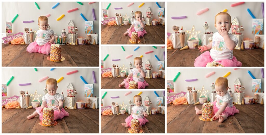 cake smash session sweet one theme for one year old baby girl