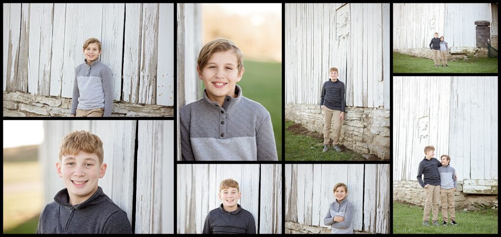 boys by an old barn photography